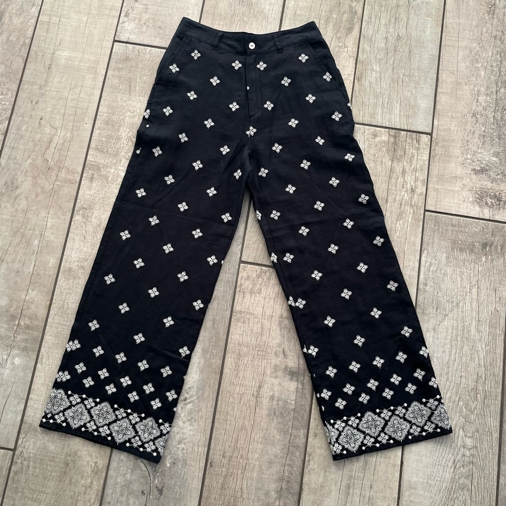 RACHEL ZOE B/W ‘snowflake’ Wide Leg Pants NWOT